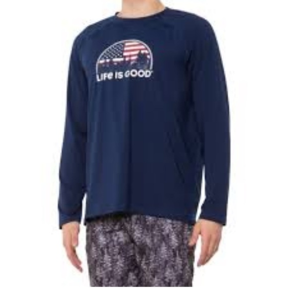 Men's Life is Good Rashguard UPF50+ SWIM shirt sun surf long sleeve size medium - Picture 1 of 10